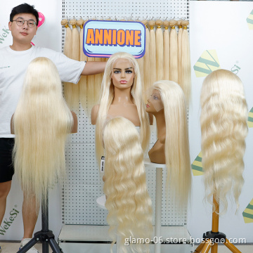 Annione 613 Wigs Blonde Lace Frontal Transparent HD 13x4 13x6 Transparent Lace Front Virgin Bob  Full Lace Human Hair Wigs